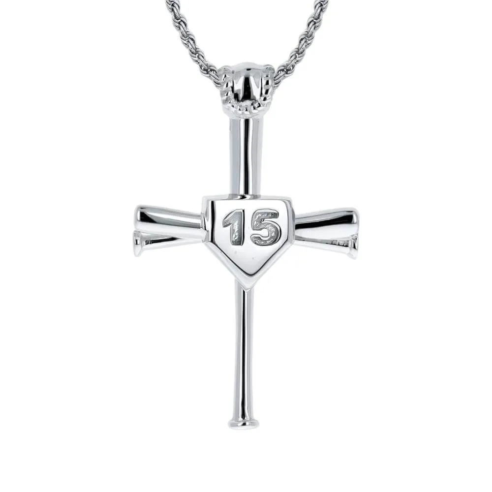 Custom Number 2.0 Baseball Bat Cross Necklace | Gold