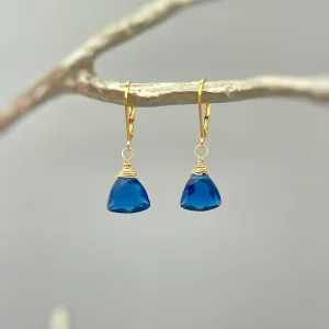 Dainty Sapphire Blue Earrings gold, sterling silver