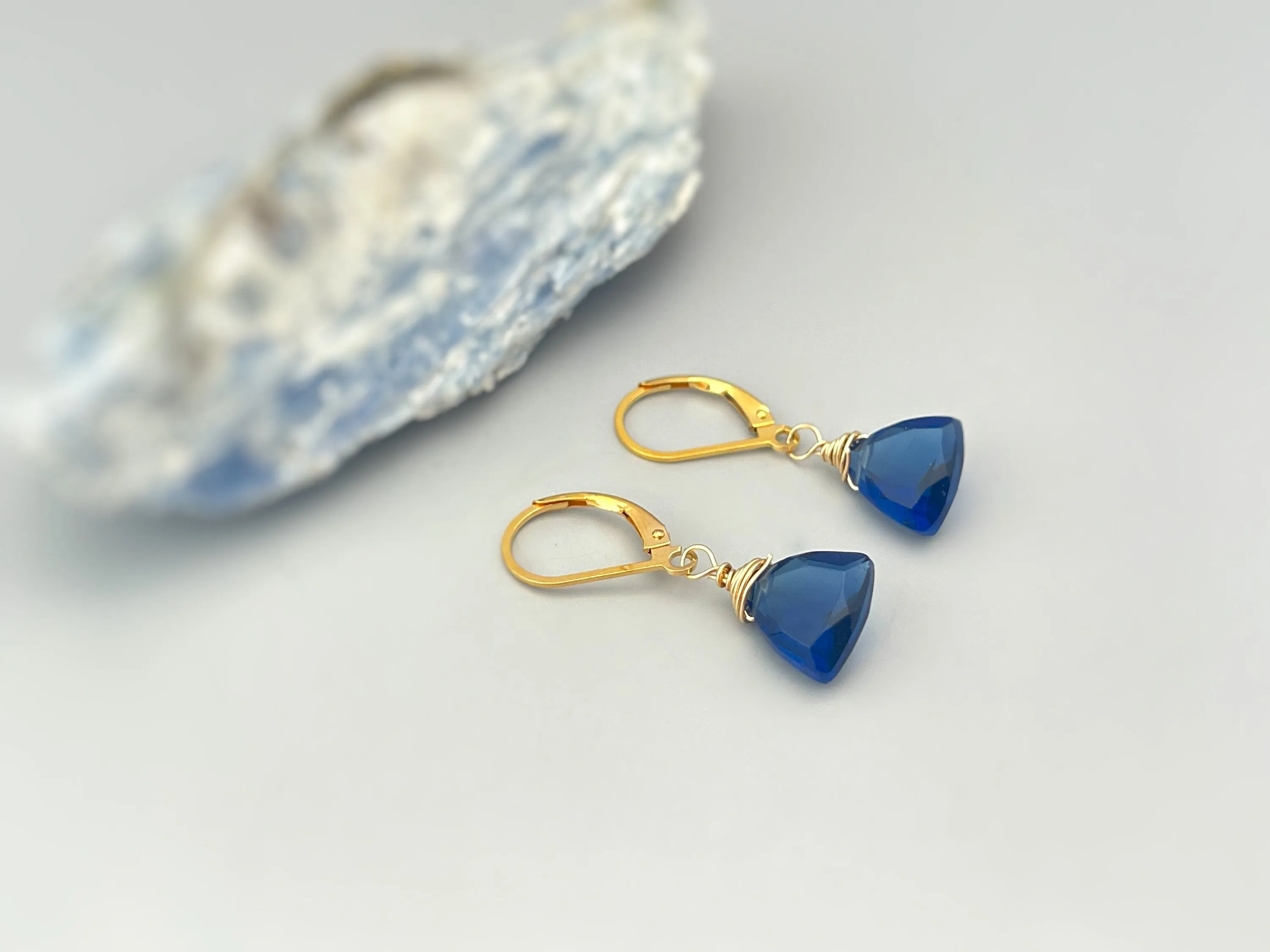 Dainty Sapphire Blue Earrings gold, sterling silver