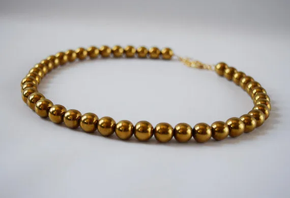 Dark Golden Bead Necklace