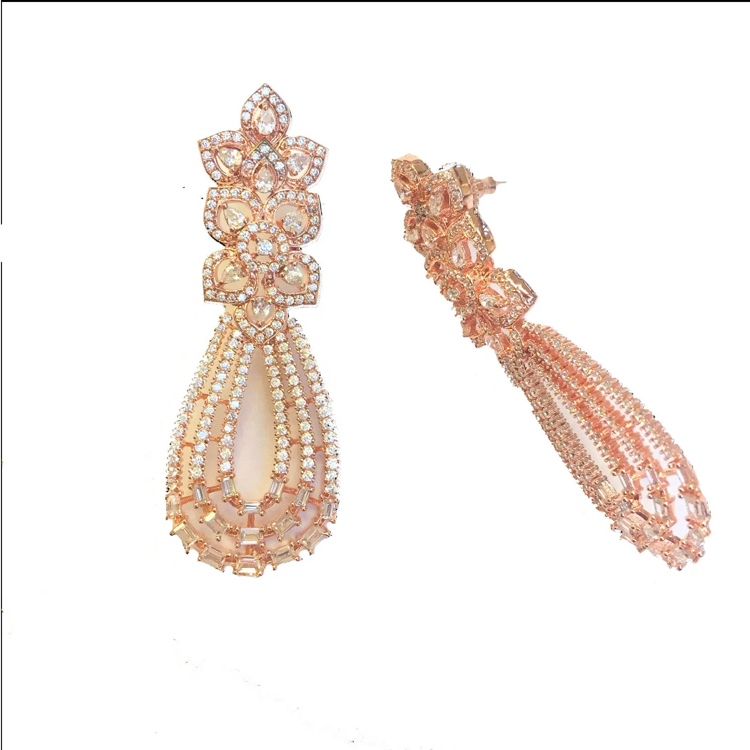 Dazzle | Rose gold plated simulated diamond danglers