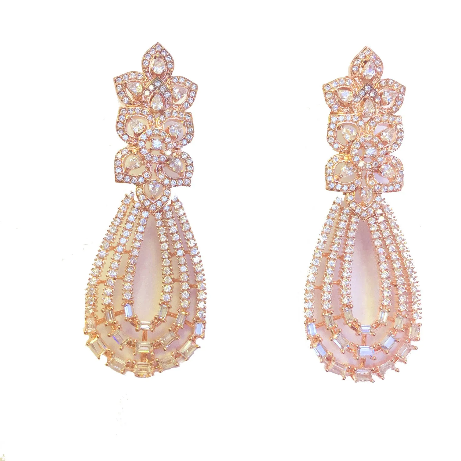 Dazzle | Rose gold plated simulated diamond danglers