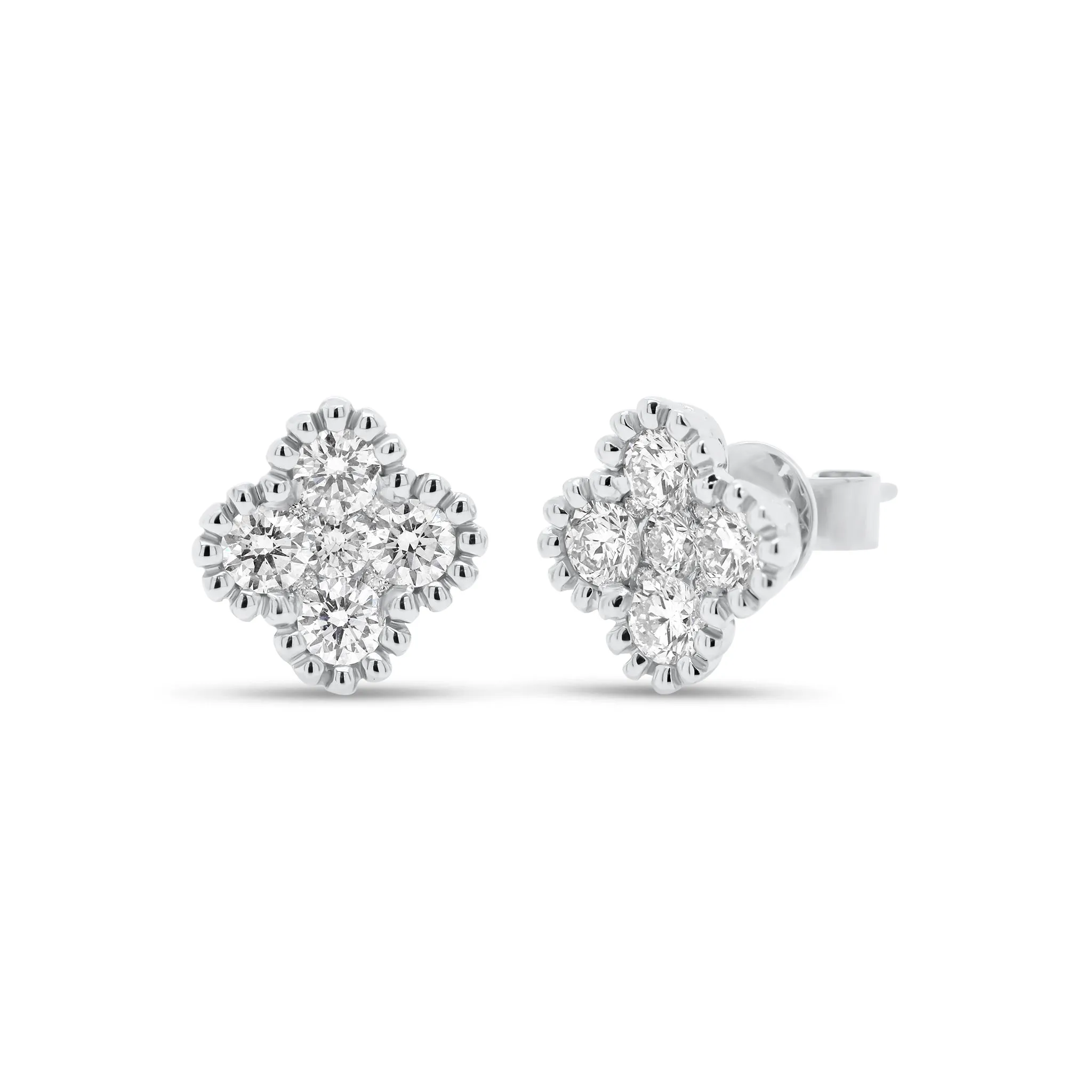 Diamond Clover Stud Earrings