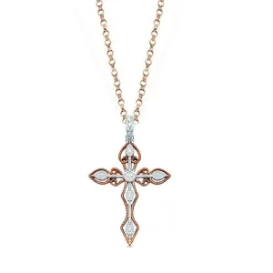 Diamond Cross in Rose and White Gold