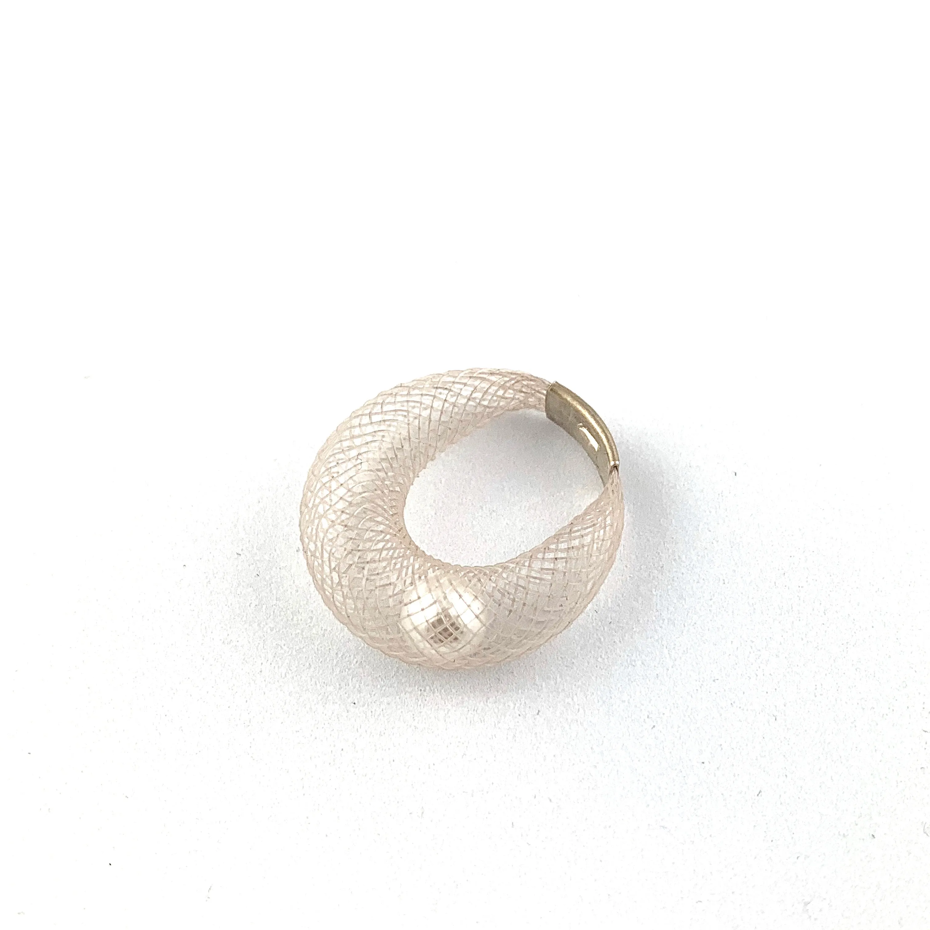 Dyed Nylon Faux White Pearl Ring