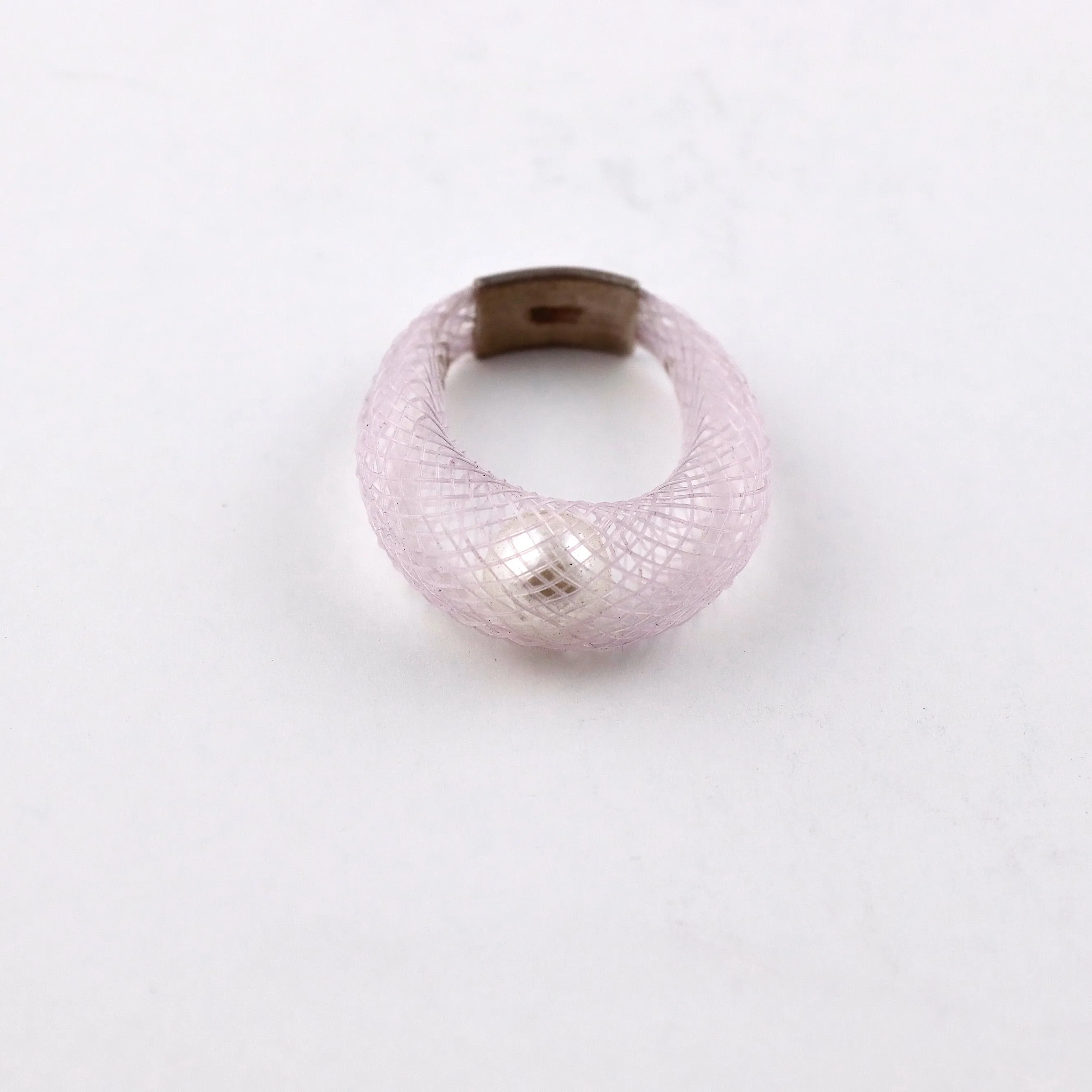 Dyed Nylon Faux White Pearl Ring