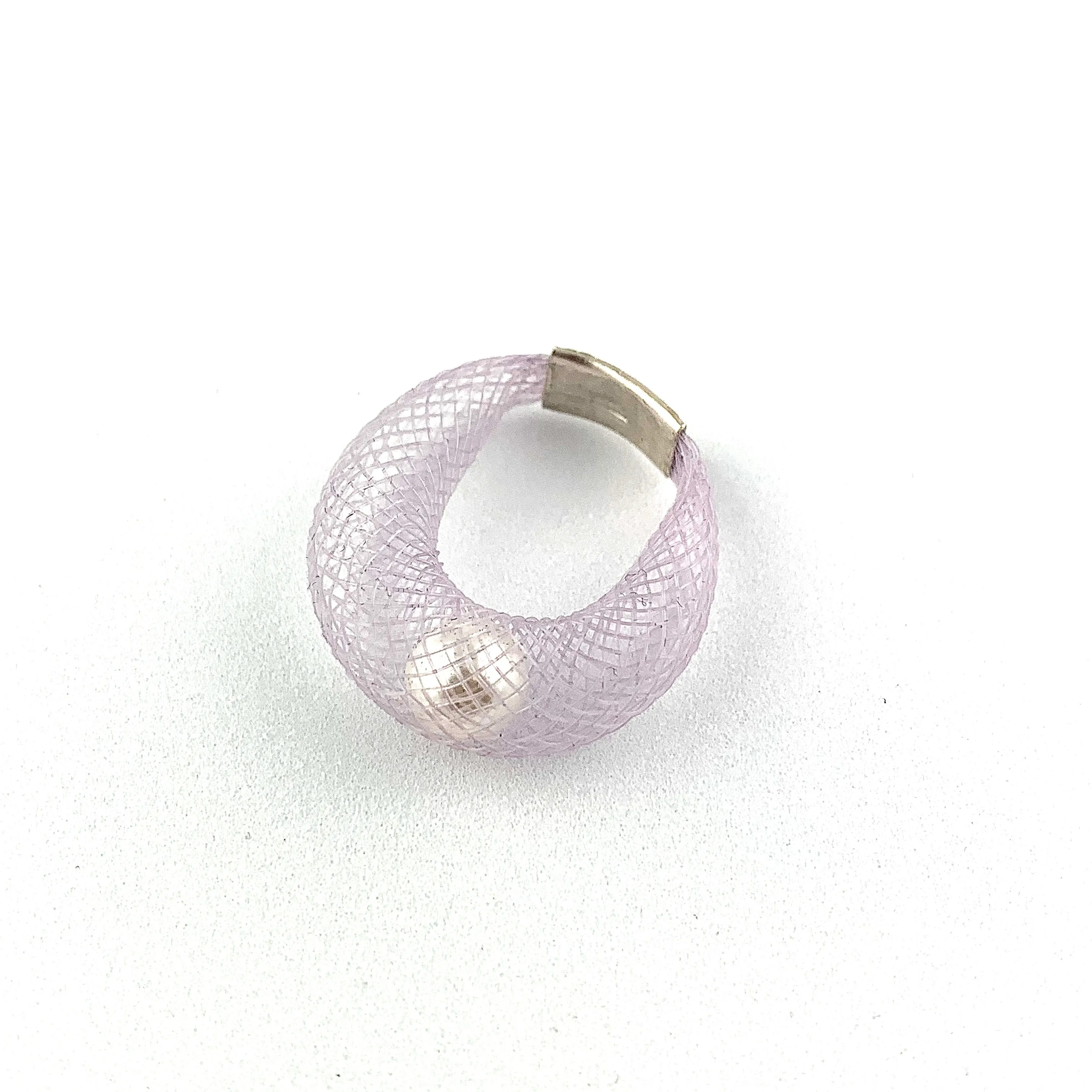 Dyed Nylon Faux White Pearl Ring