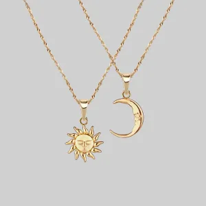 ELIN. Sun & Moon Layering Necklaces - Gold