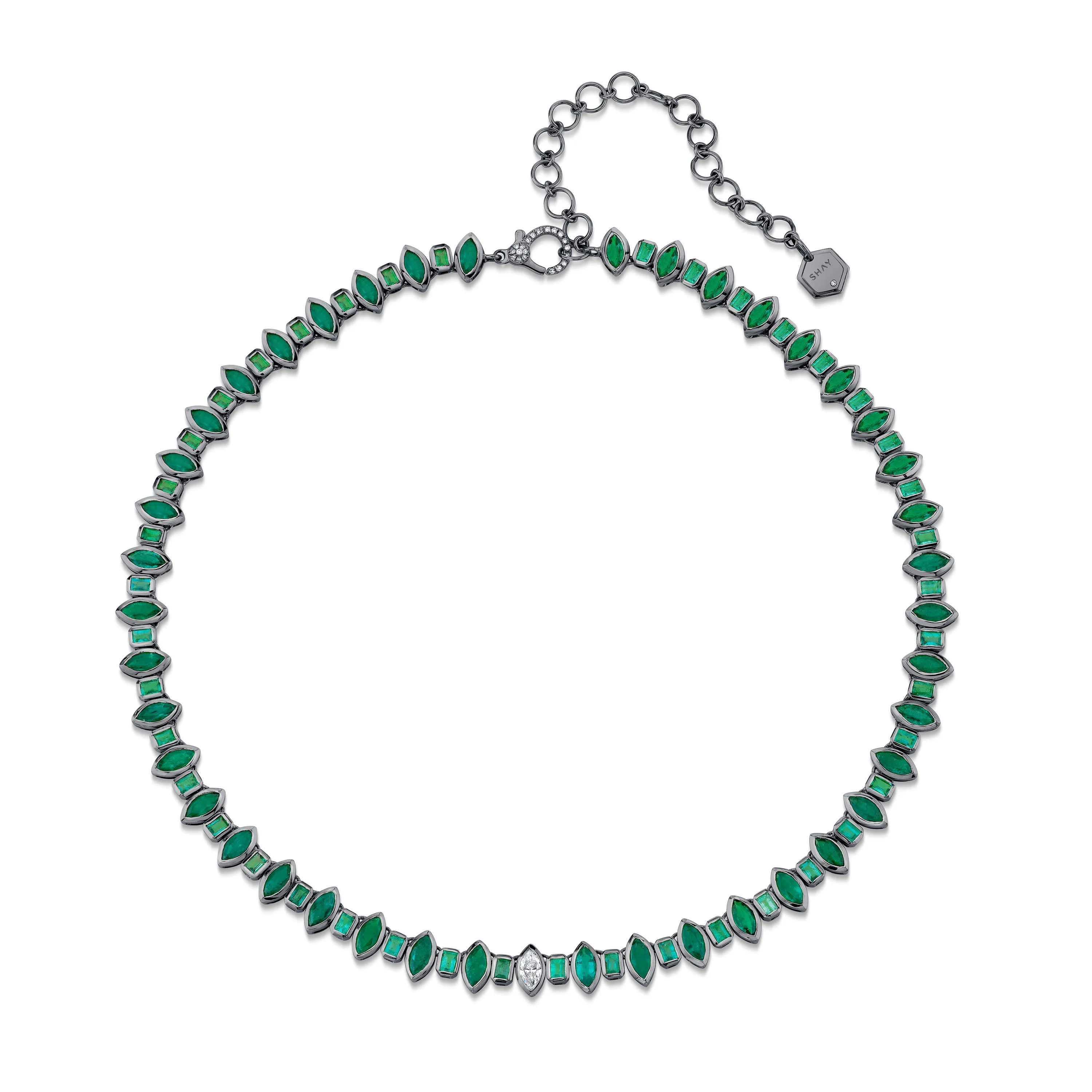 EMERALD ALTERNATING MARQUISE NECKLACE