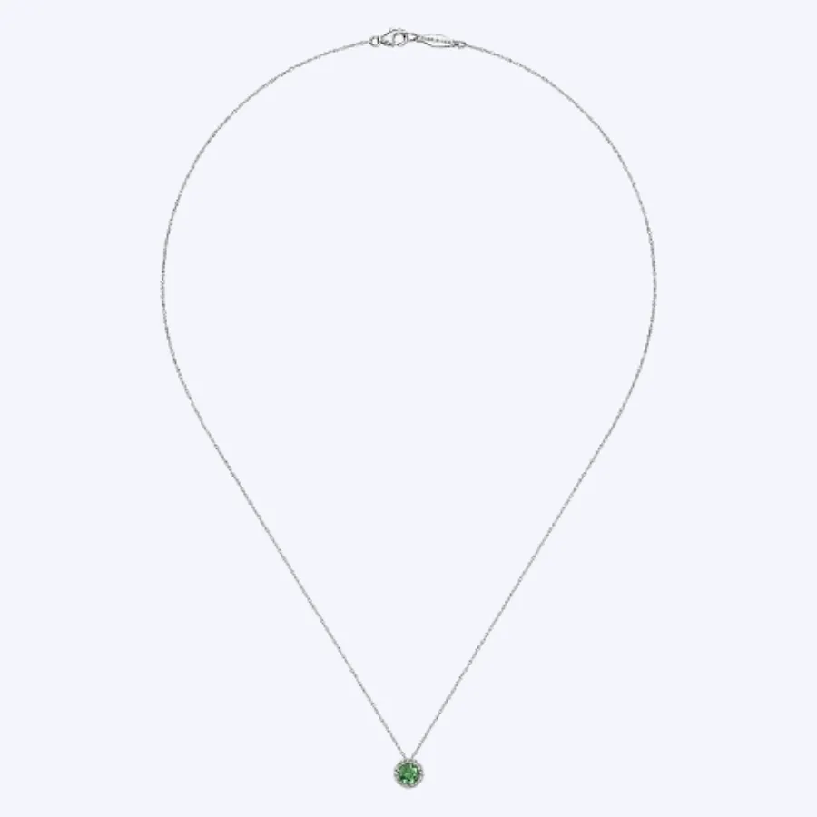 Emerald and Diamond Halo Pendant