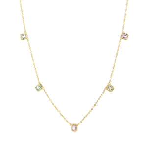 Emerald Cut Sapphire Station Necklace