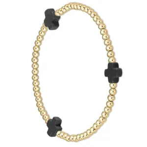 enewton Signature Cross 3mm Gold Bead with Charcoal Cross Bracelet