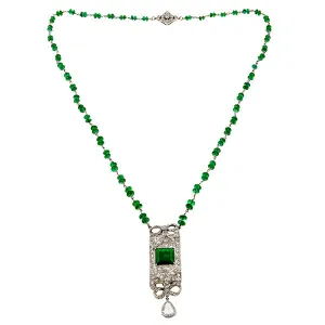 Estate Emerald & Diamond Necklace