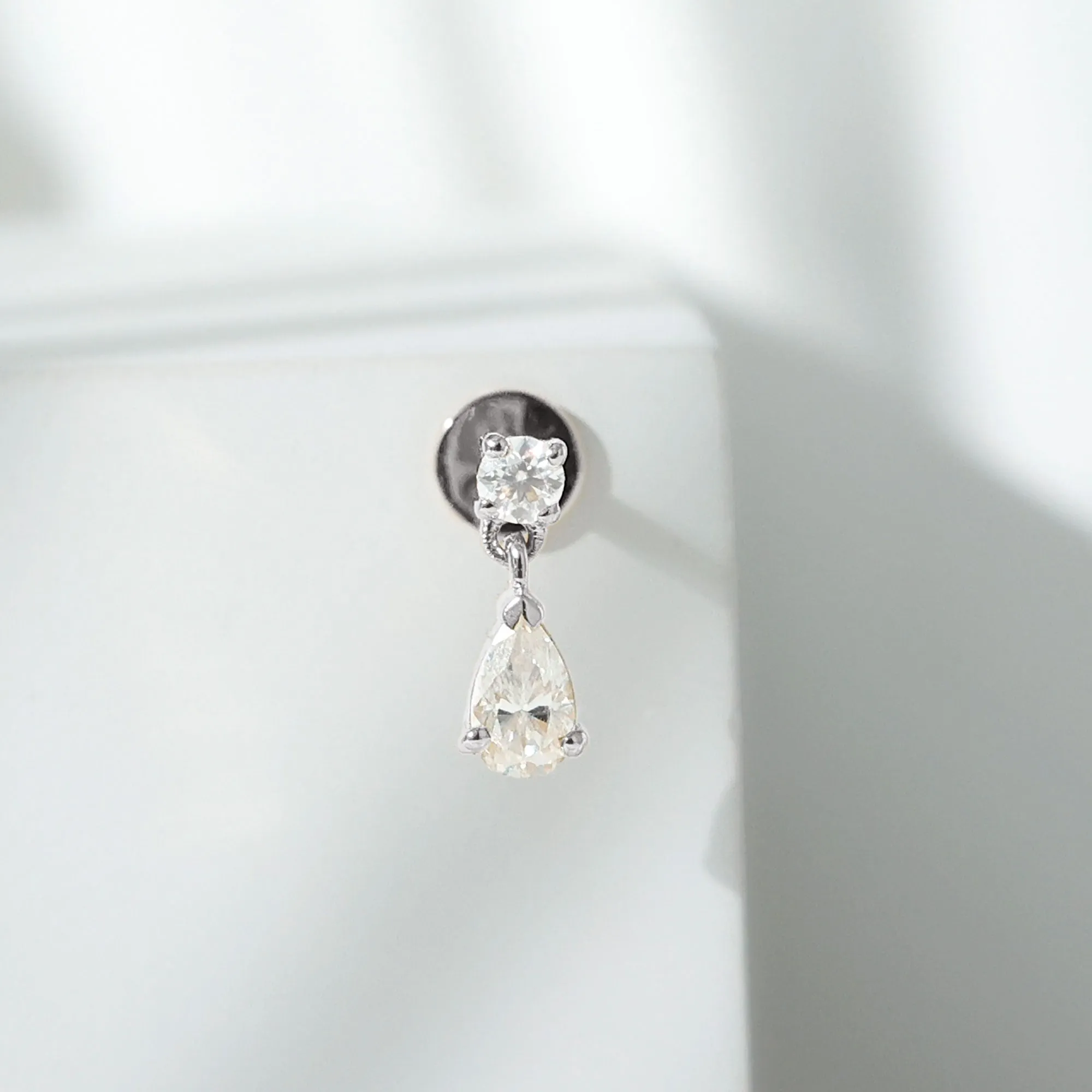 Genuine Diamond Teardrop Cartilage Earring