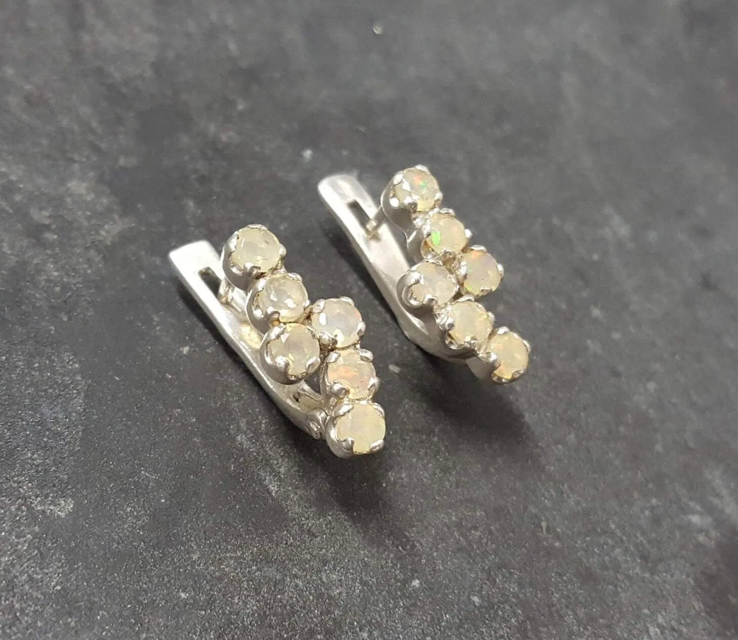 Genuine Opal Earrings - Dainty Opal Earrings - Vintage Drop Earrings