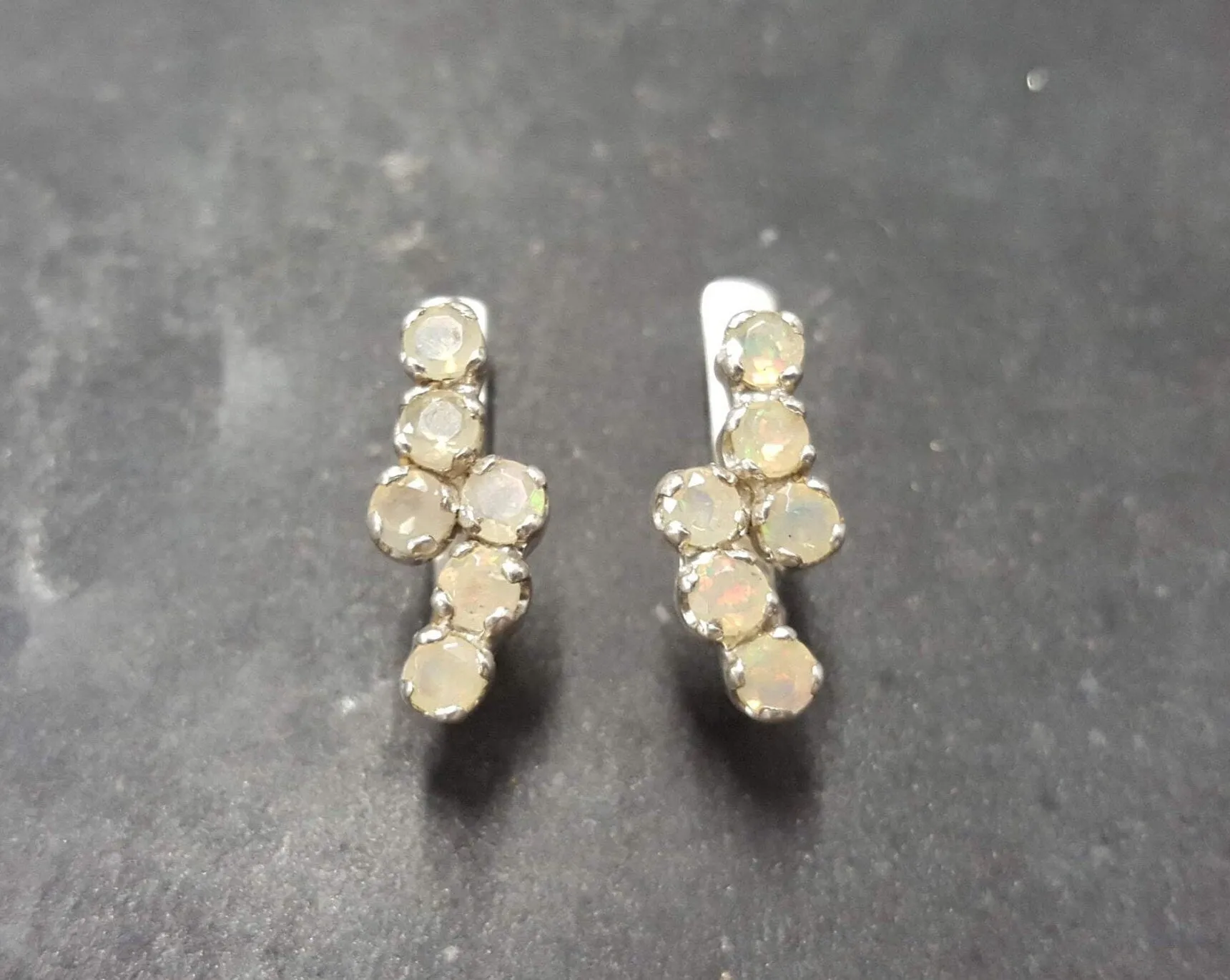 Genuine Opal Earrings - Dainty Opal Earrings - Vintage Drop Earrings