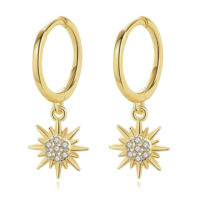 Geometric Star Diamond Hoop Earrings