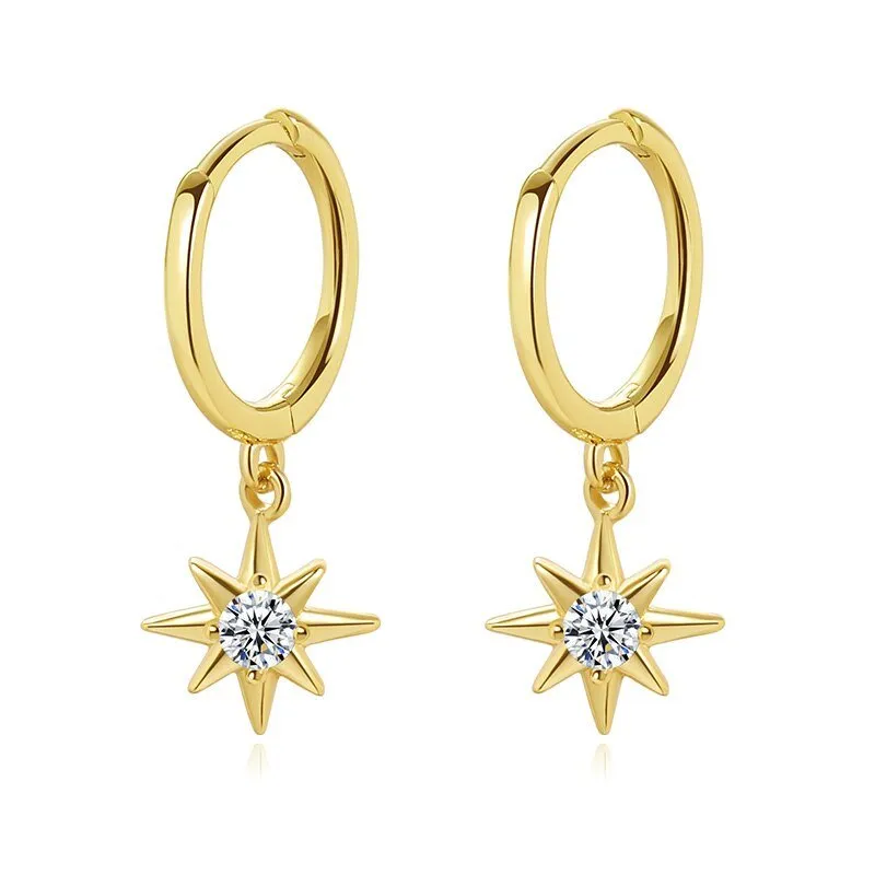 Geometric Star Diamond Hoop Earrings