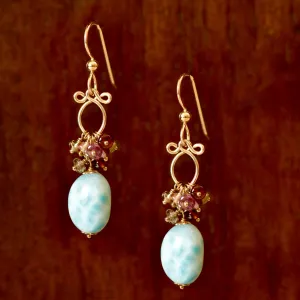 Gisele - Larimar, Sapphires, 14k Gold Filled Earrings