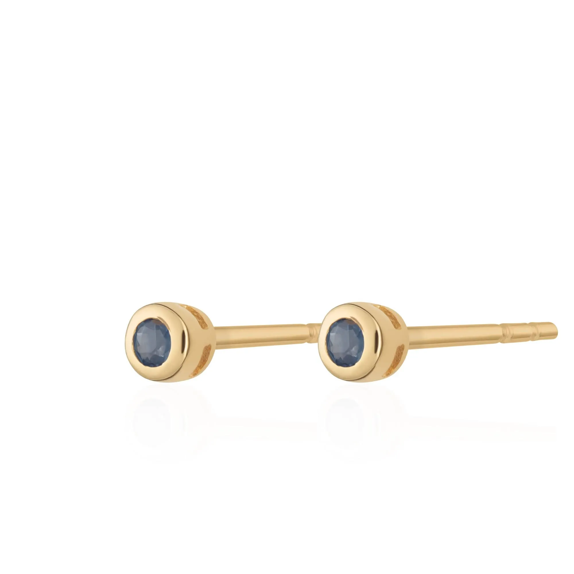 Gold Plated September Birthstone Teeny Stud Earrings (Sapphire)