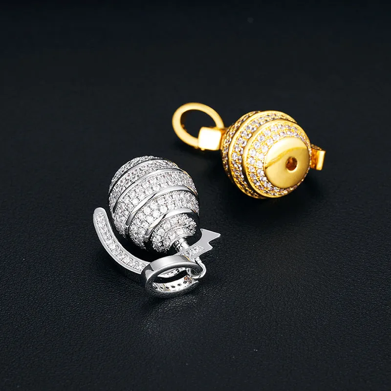 Gold Plated Solid Grenade Pendant