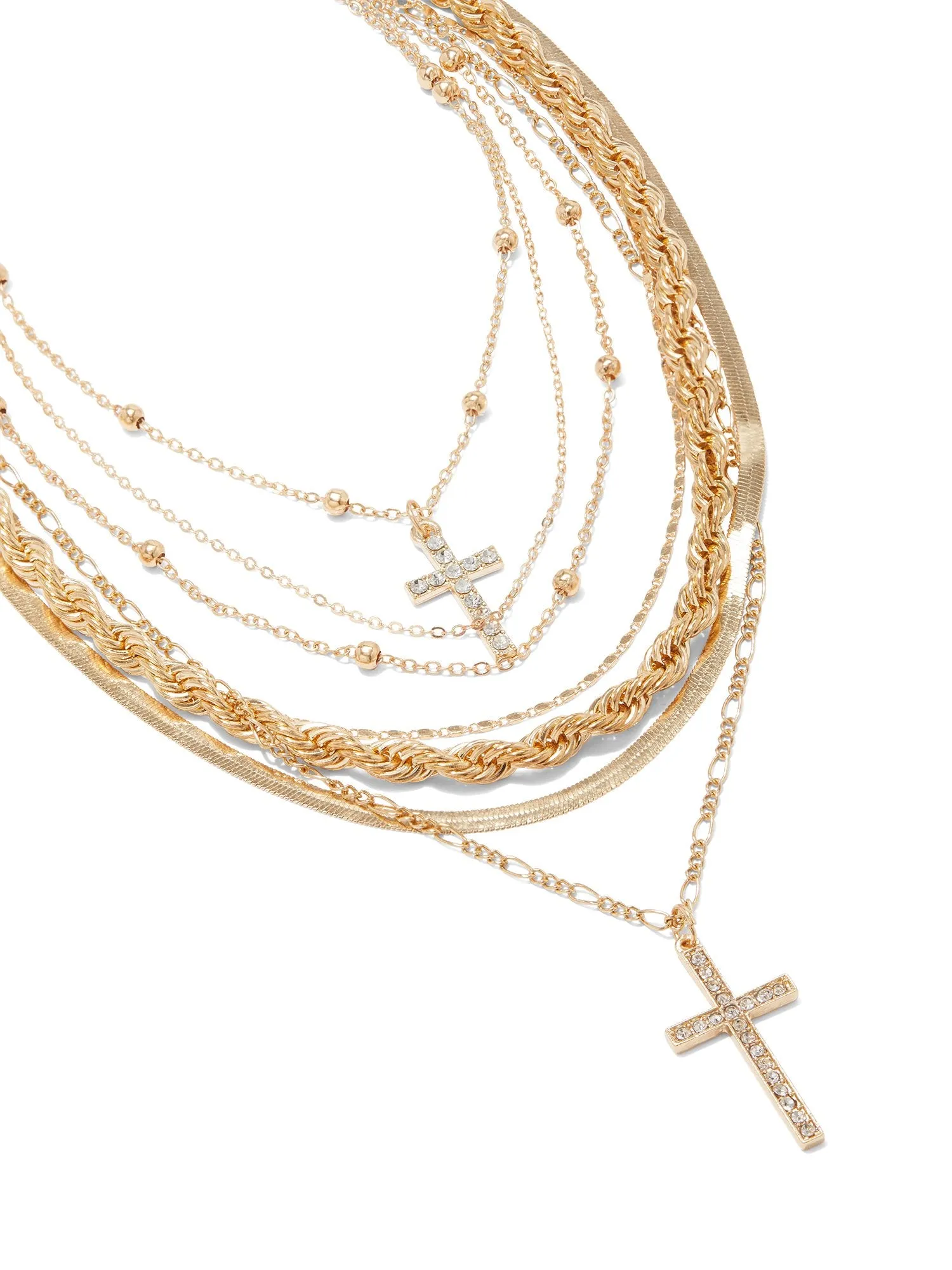 Gold-Tone Layered Cross Necklace