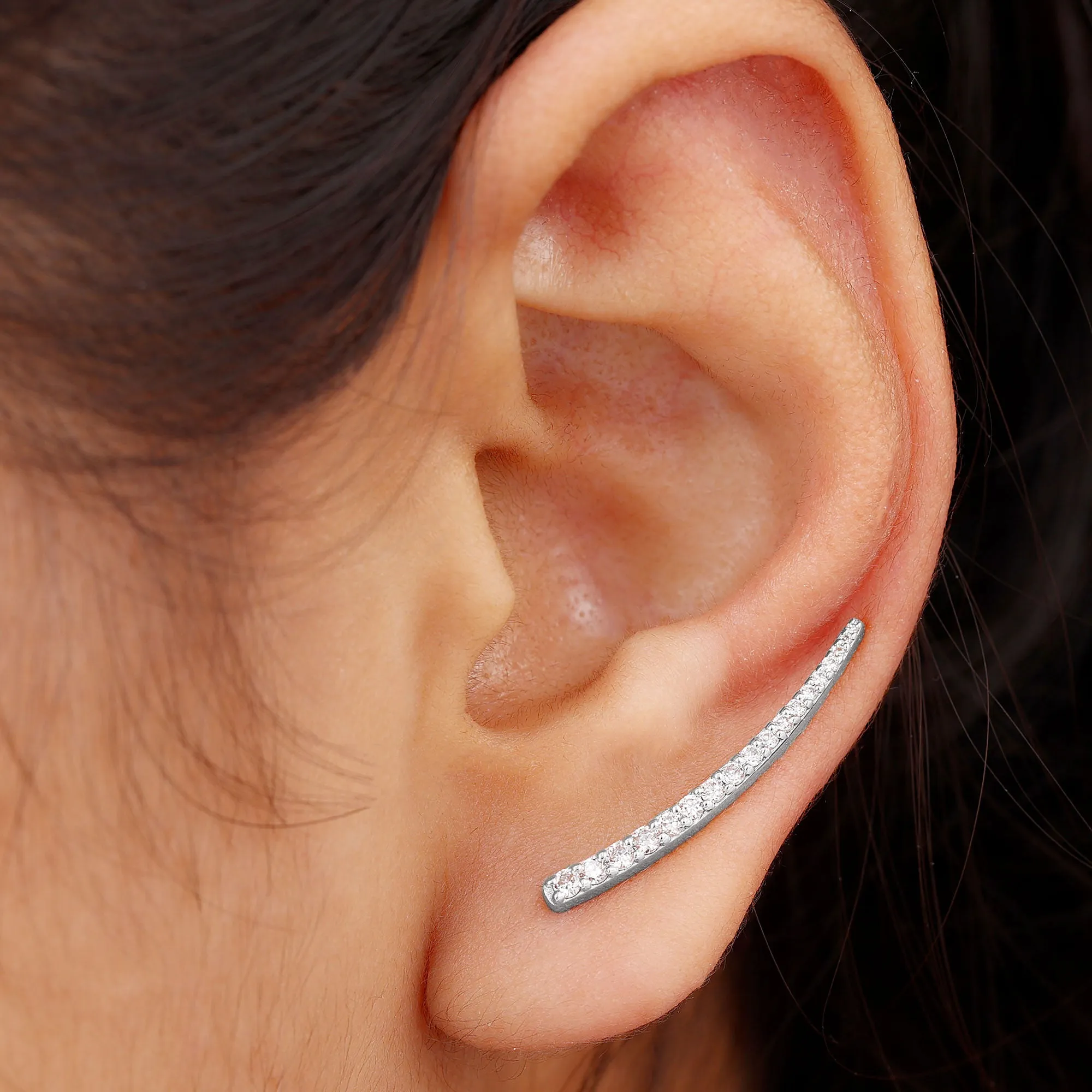 Graduated Style Diamond Climber Helix Earring