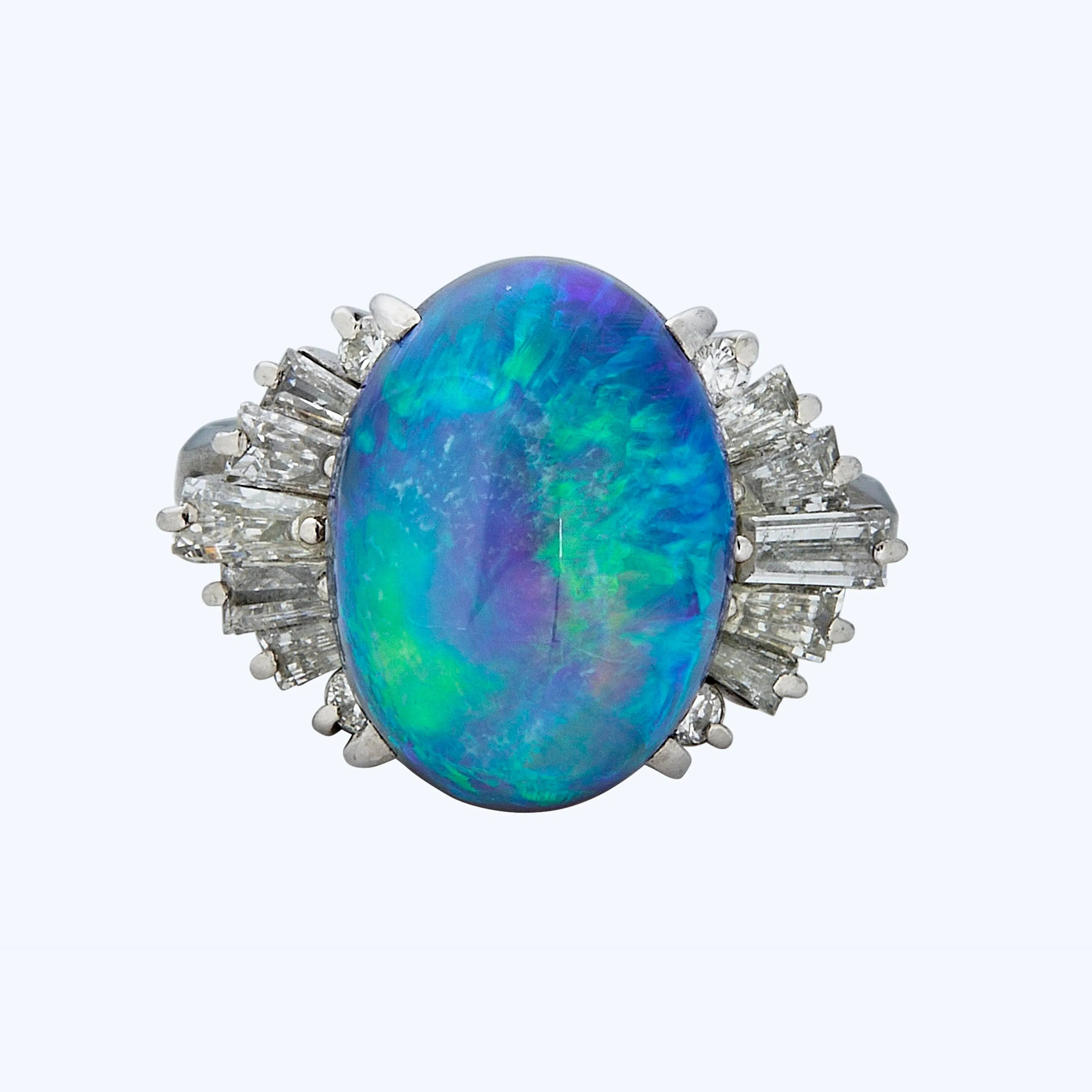 Gray Opal and Diamond Ring