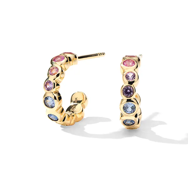 IPPOLITA Stardust Starlet 18K Yellow Gold Mini Hoop Earrings in Rainbow