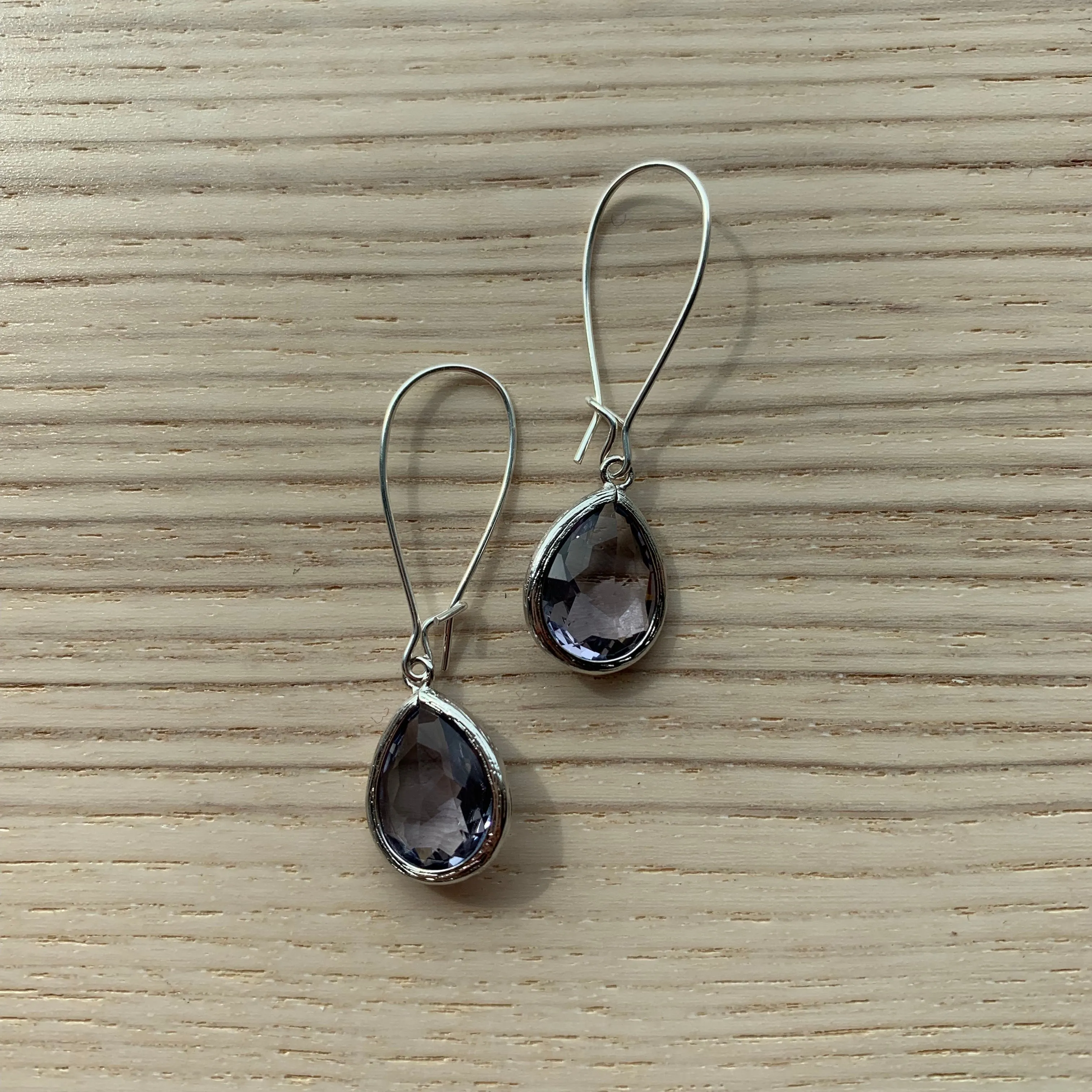 Jane Silver Glass Short Earrings