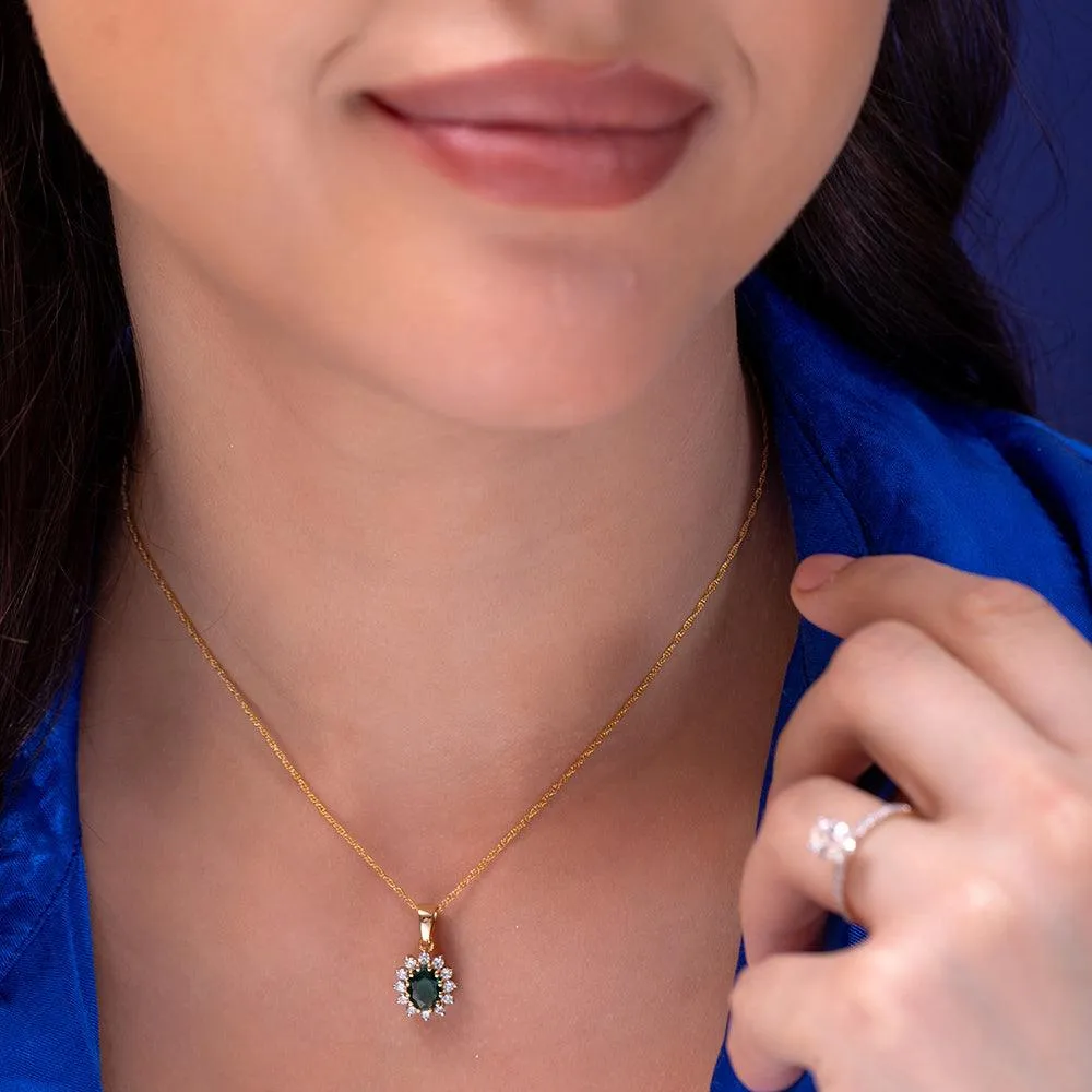 Keeley Green Emerald Silver Pendant with Chain | 22KT Gold Vermeil