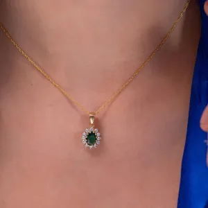 Keeley Green Emerald Silver Pendant with Chain | 22KT Gold Vermeil