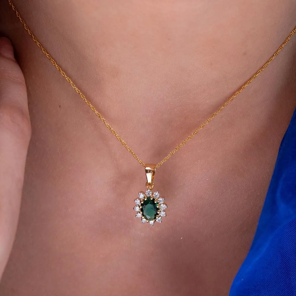 Keeley Green Emerald Silver Pendant with Chain | 22KT Gold Vermeil