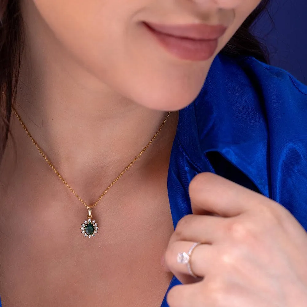 Keeley Green Emerald Silver Pendant with Chain | 22KT Gold Vermeil