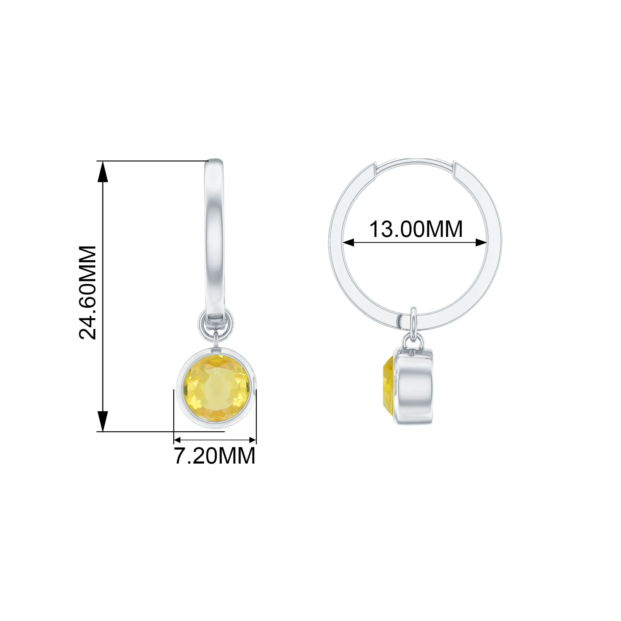 Lab Grown Yellow Sapphire Hoop Drop Earrings