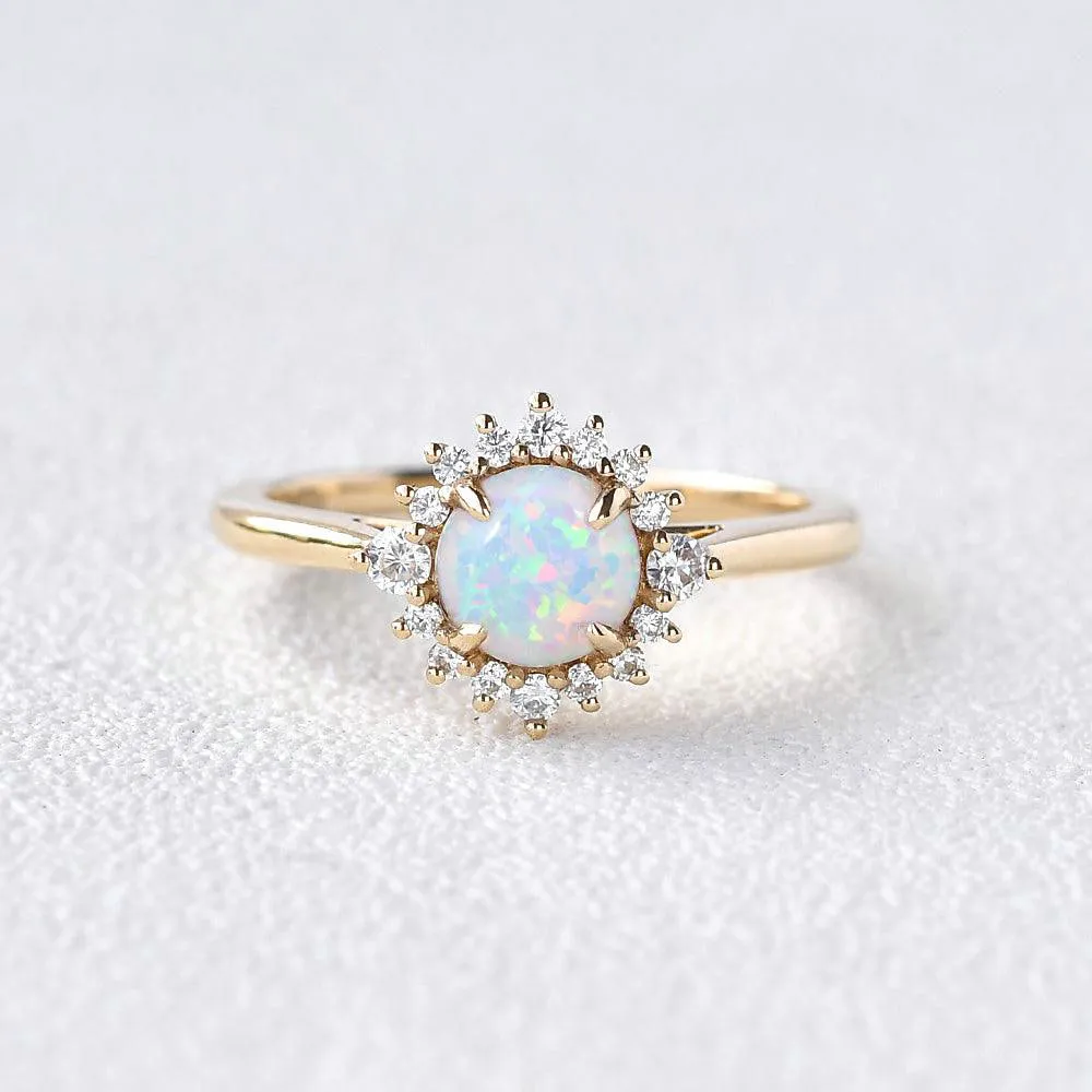 Lab Opal & Moissanite Rose Gold Ring