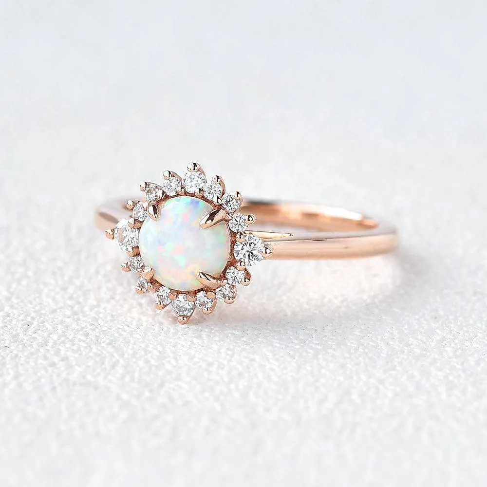 Lab Opal & Moissanite Rose Gold Ring