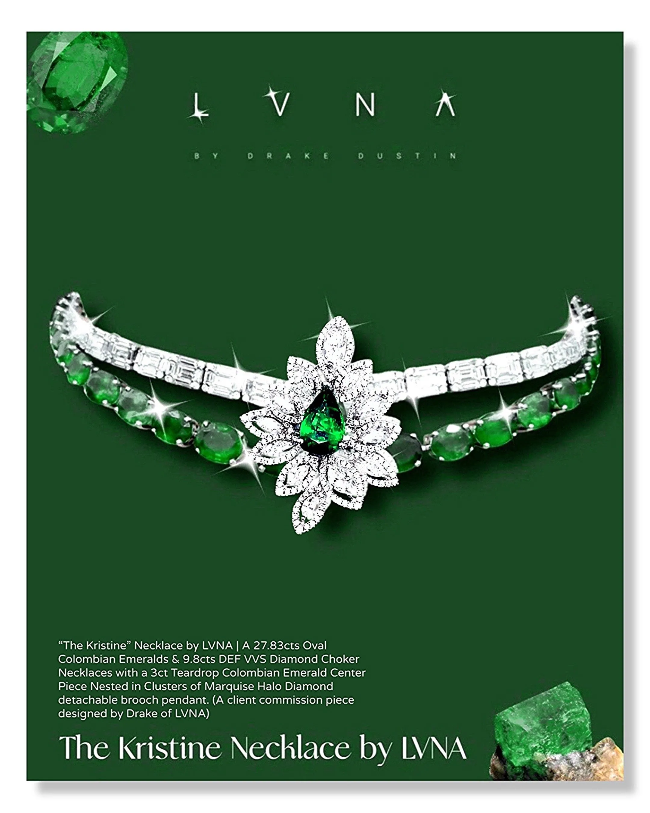 LVNA Signatures “The Kristine” Colombian Emerald Necklace