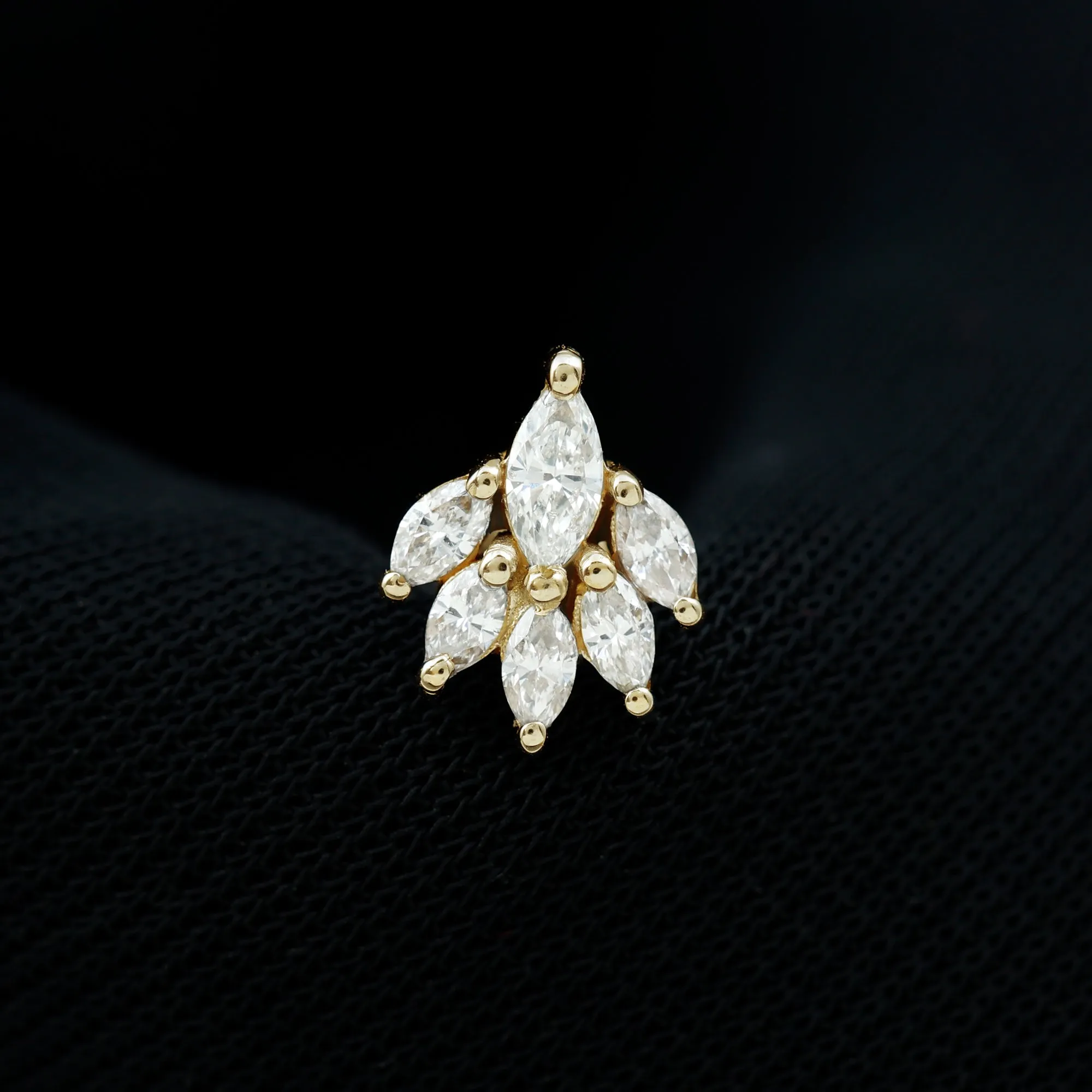 Marquise Diamond Leaf Cluster Helix Earring