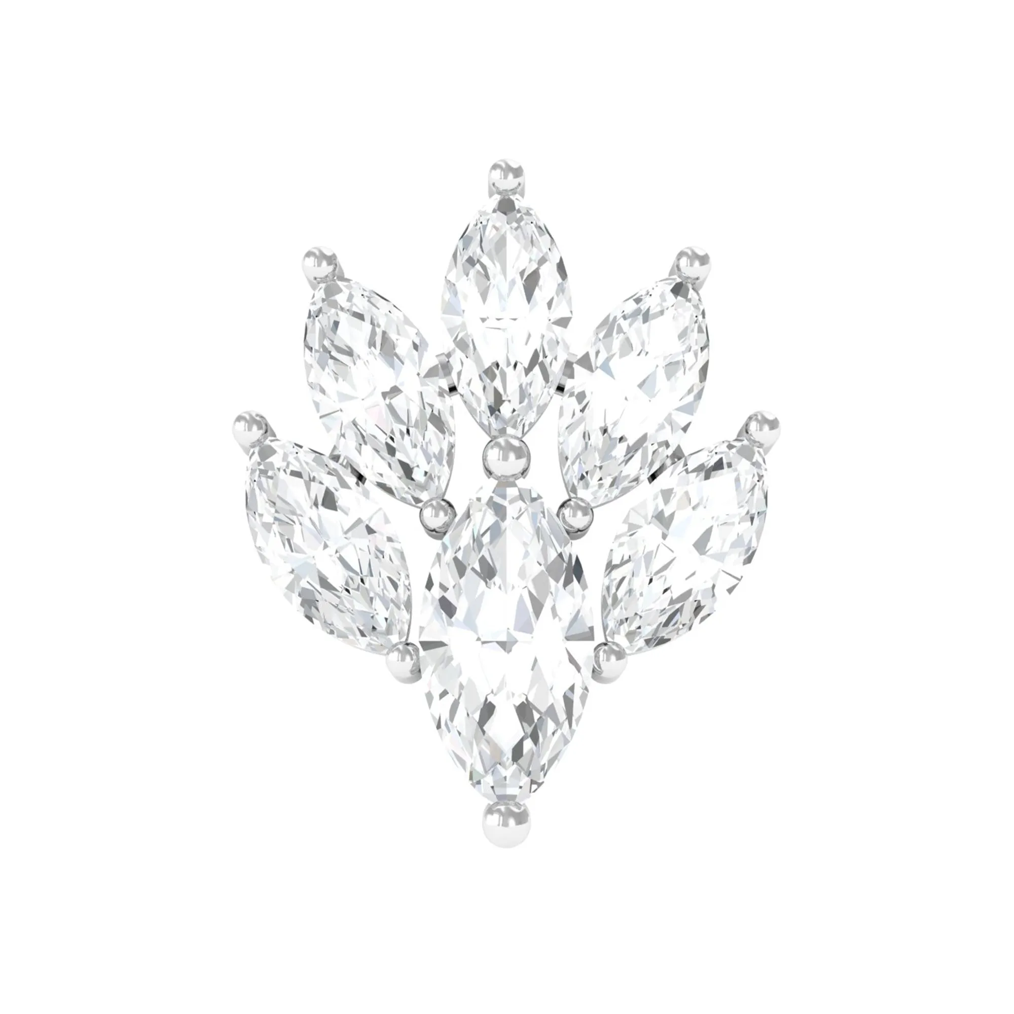 Marquise Diamond Leaf Cluster Helix Earring