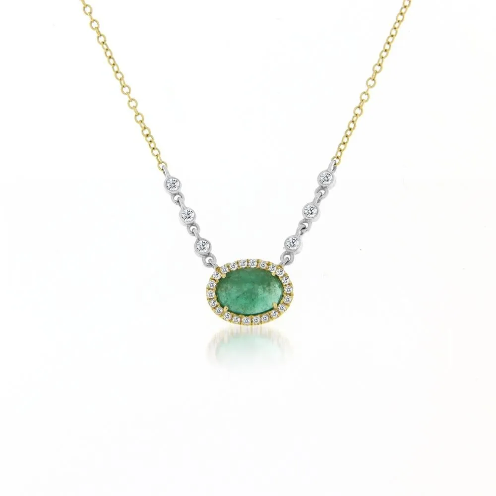 Meira T 14kt Emerald and Diamonds Bezel Necklace