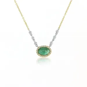 Meira T 14kt Emerald and Diamonds Bezel Necklace