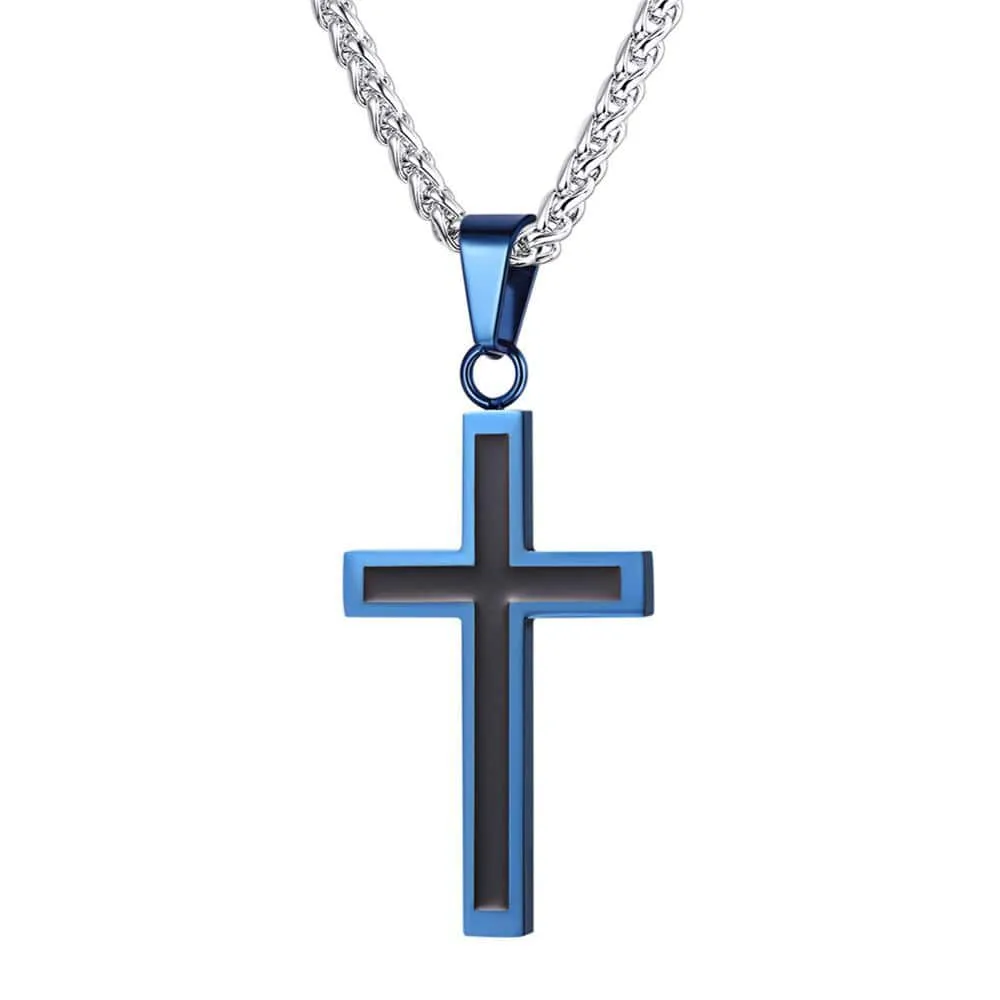 Men's Christian Necklace <br> Black And Blue