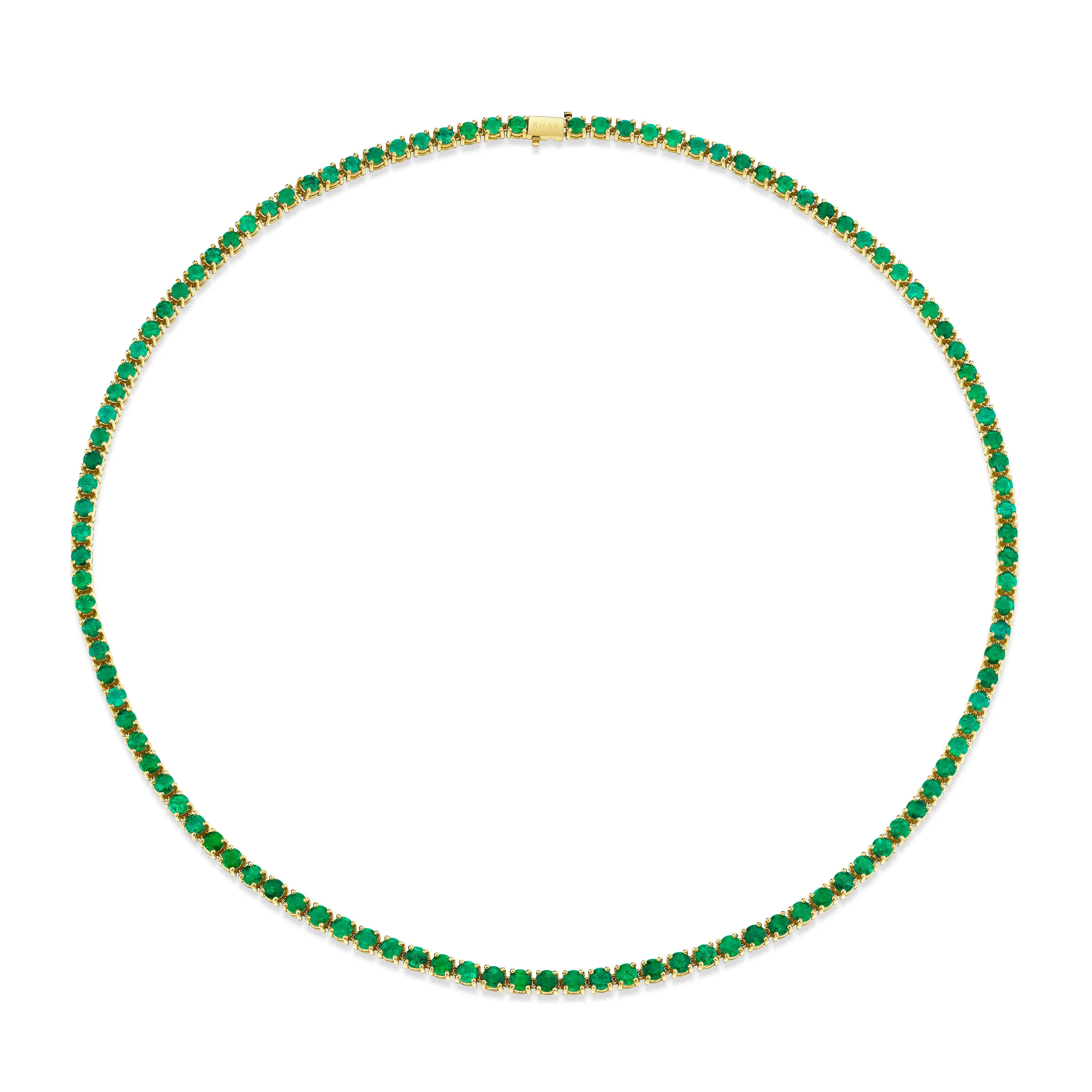 MEN'S EMERALD ROUND TENNIS NECKLACE, 22IN