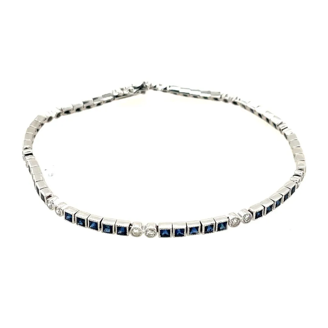 Milgrain Sapphire and Diamond Bracelet