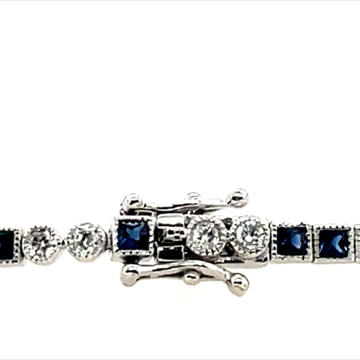 Milgrain Sapphire and Diamond Bracelet