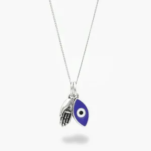 Mini Evil Eye Necklace With Hamsa Hand