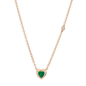 MINI ME EMERALD BEZEL HEART NECKLACE