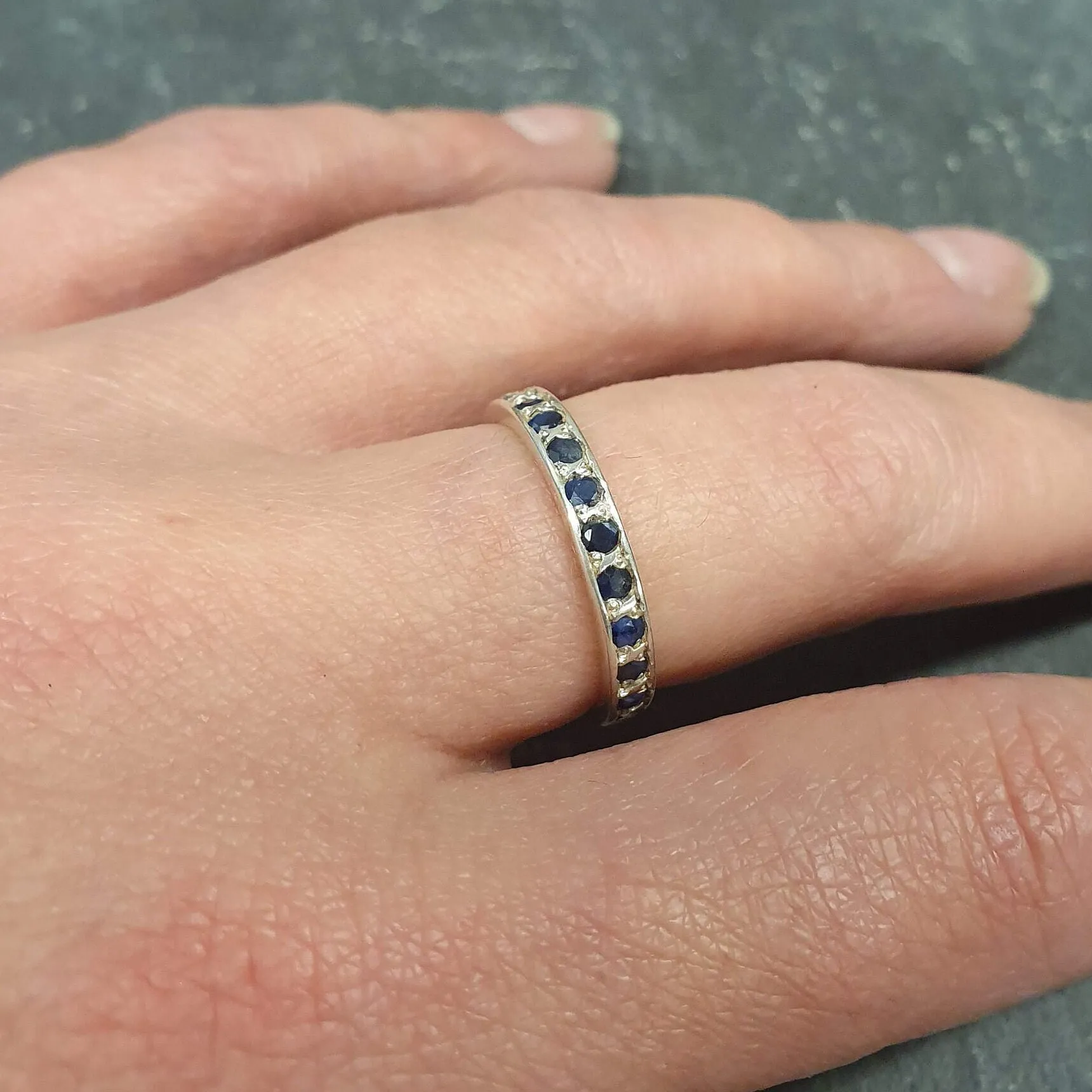 Natural Sapphire Band - Eternity Sapphire Ring, September Birthstone Ring