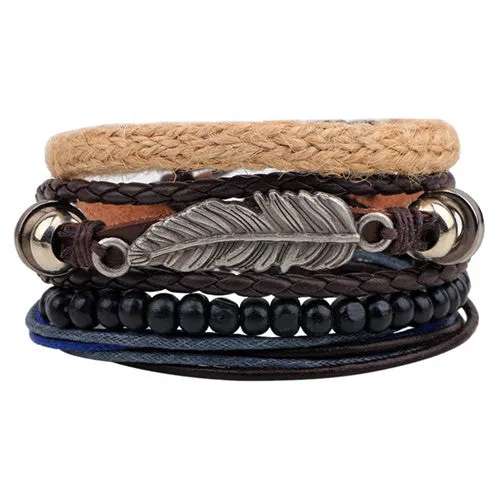 New Design 1 Set Men's bracelet Women Vintage Multilayer Leather Bracelets bangles Jewelry pulsera Hombre